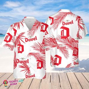 Duvel Beer Hawaiian Palm Leaves Pattern Shirt, Beer Summer Party Hawaiian Shirt, Schlitz Beer Shirt