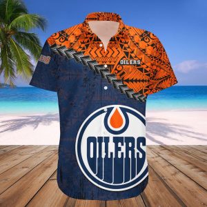 Edmonton Oilers Hawaii Shirt Grunge Polynesian Tattoo – NHL