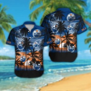 Edmonton Oilers Short Sleeve Button Up Tropical Shirt Hawaiian Shirt
