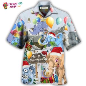 Elephant Funny Having Fun On Christmas Day Hawaiian Shirt – Trendy KLA