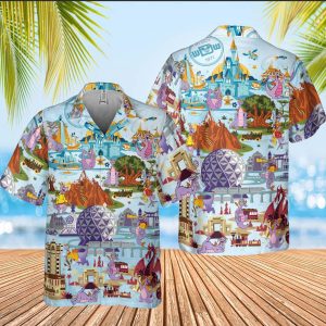 Est Epcot Disney Figment Funny Purple Dragon Hawaiian Shirt