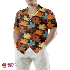 Fall Maple Leaves Black Hawaiian Shirt, Autumn Thanksgiving Shirt, Unique Gift For Thanksgiving Day