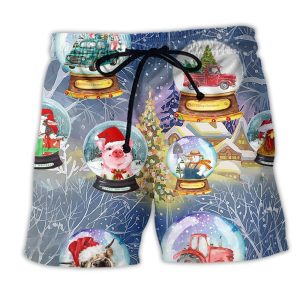 Farm Xmas Funny Global Christmas Trendy KLA Hawaiian Beach Shorts