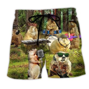 Ferret Animals Sing A Song Funny Trendy KLA Hawaiian Beach Shorts
