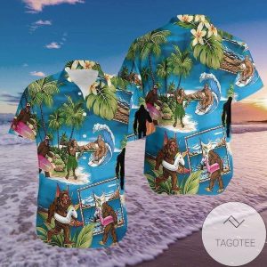 Festive Bigfoot Brings Christmas Joy on this Hawaiian Shirt