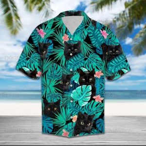 Festive Black Cat Christmas Gift Hawaiian Shirt