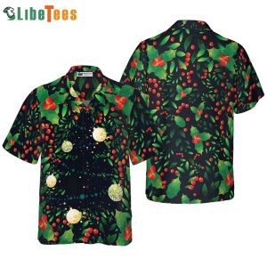 Festive Christmas Tree Patterned Hawaiian Style Shirt