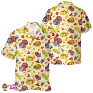 Festive Turkey Lover Unisex Hawaiian Thanksgiving Day KLA Top