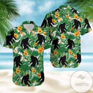 Find Bigfoot Yellow Hibiscus Flower Tropical Hawaiian Shirts