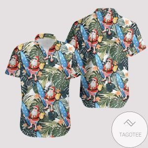 Find Christmas Santa Claus Surfing Funny Hawaiian Shirts