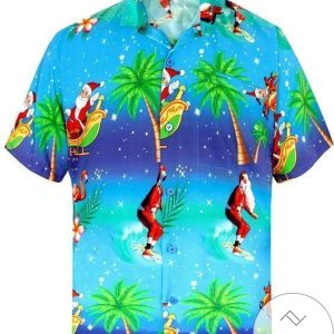 Find Santa Claus Coconut Tree Christmas Hawaiian Shirts