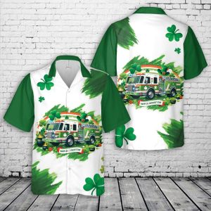 Fire Truck Themed St Patrick’s Day Hawaiian Shirt Fire Truck Themed St. Paddy’s Day Outfit