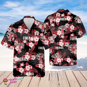 Fireball Hawaiian Flowers Pattern Shirt, Beer Summer Party Hawaiian Shirt, Schlitz Beer Shirt