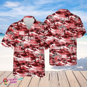 Fireball Hawaiian Sea Island Pattern Shirt, Beer Summer Party Hawaiian Shirt, Schlitz Beer Shirt
