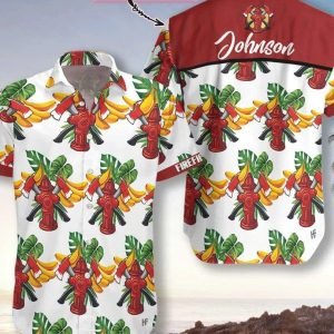 Firefighter Tropical Banana Pattern Custom Trendy Hawaiian Shirt, Custom Cross Axes Firefighter Trendy Hawaiian Shirt For Men, Gifts For Bachelor Party.