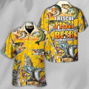 Fishing I Rescue Fish From Water And Beer From Bottles – Hawaiian Shirt