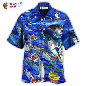 Fishing Love Ocean Blue Merry Christmas Hawaiian Shirt – Trendy KLA