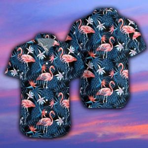 Flamingo KLA Shirt Black Flamingo Forest Hawaiian Shirt Flamingo KLA Shirt