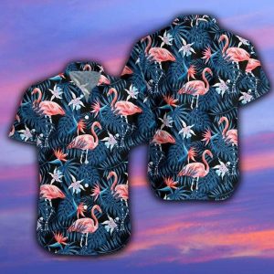 Flamingo KLA Shirt Black Flamingo Forest Hawaiian Shirt Flamingo Hawai Shirt