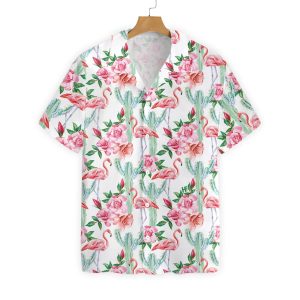 Flamingo KLA Shirt White Flamingo Cactus Hawaiian Shirt Flamingo KLA Shirt