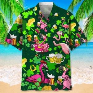 Flamingo Amidst Lucky Clover Hawaiian Shirt Bright Design
