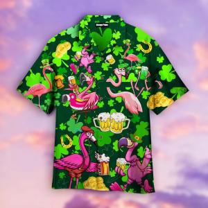 Flamingo And Beer Patrick’S Day Trendy Hawaiian Shirt For Men & Women, Gift For Patrick’s Day
