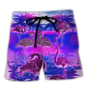 Flamingo – Be A Flamingo In A Flock Of Pigeons Trendy KLA Hawaiian Beach Shorts
