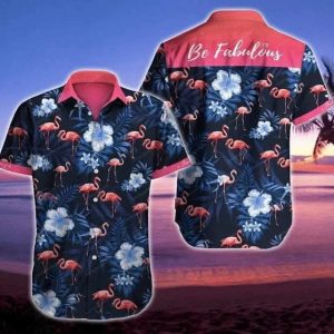 Flamingo Be Fabulous Tropical Leave Pattern Trendy Hawaiian Shirt