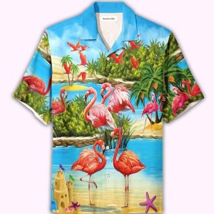 Flamingo Beach Hawaii Shirt Flamingo On The Beach Hawaiian Shirt Flamingo KLA Shirt
