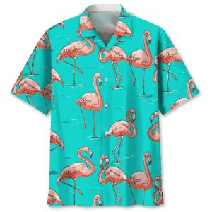 Flamingo Blue Trendy Hawaiian Shirt