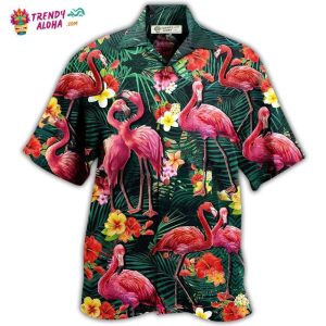 Flamingo Couple Love Flowers Hawaiian Shirt – Trendy KLA