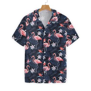 Flamingo Hawaii Shirt Black Tropical Forest Flamingo Hawaiian Shirt Flamingo KLA Shirt