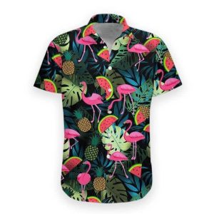 Flamingo Hawaii Shirt Watermelon Pinapple Flamingo Hawaiian Shirt Flamingo KLA Shirt