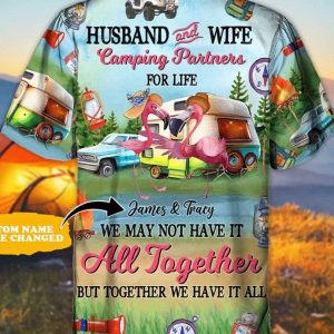 Flamingo Husband And Wife Shirt And Beach Short, Tropical Beach Shirt Button Down Shirt, Gift For Family, Hawaii Shirt Party Summer.