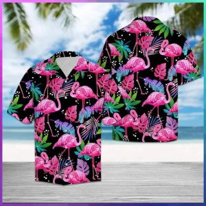 Flamingo Leaf Summer Trendy Hawaiian Shirt: Tropical Design for Men’s Beachwear