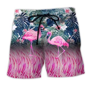 Flamingo Lover Pink Trendy KLA Hawaiian Beach Shorts