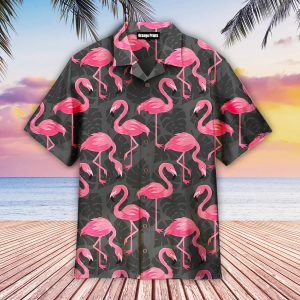 Flamingo On Dark Monstera Leaves Trendy Hawaiian Shirt