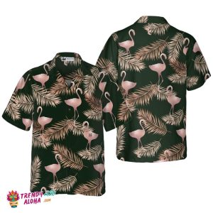 Flamingo Rose Gold Pattern Hawaiian Shirt