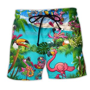 Flamingo Sometimes You Just Need To Chill Trendy KLA Hawaiian Beach Shorts