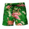 Flamingo Stand Tall And Be Fabulous Trendy KLA Hawaiian Beach Shorts