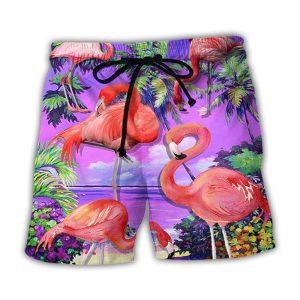 Flamingo Sweet Paradise Style Trendy KLA Hawaiian Beach Shorts