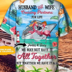 Flamingo Trendy Hawaiian Shirt And Beach Short, Tropical Beach Shirt Button Down Shirt, Gift For Family, Hawaiian Set Gift, Hawaii Shirt Party.