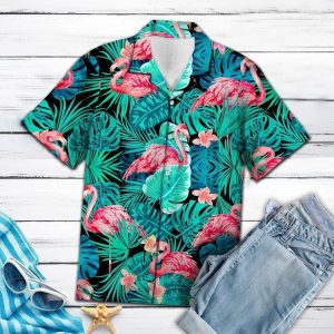 Flamingo Tropical KLA Shirt Tropical Forest Hawaiian Shirt Flamingo Hawaii Shirt