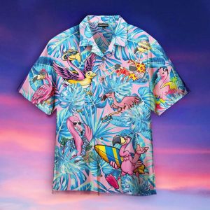 Flamingo Tropical Funny Trendy Hawaiian Shirt