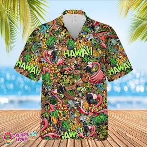 Flamingo Tropical Pattern Casual Beach Hawaiian Shirt Unisex