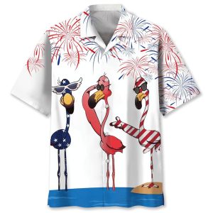 Flamingo Usa Funny Trendy Hawaiian Shirt
