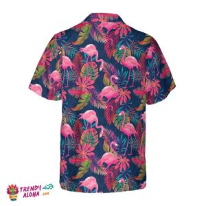 Flamingo With Palm Leaves Hawaiian Shirt