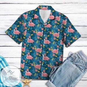 Flamingos & Palms Enhancing The Tropical Vibe Hawaiian Shirt