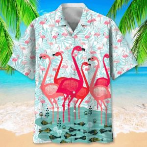 Flamingos All Over Printed 3D Trendy Hawaiian Shirt