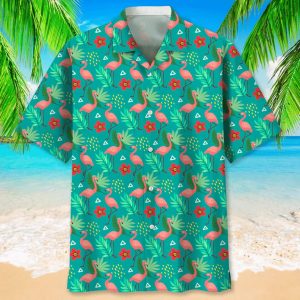 Flamingos Amidst Tropical Plants 3D Hawaiian Shirt Stylish Design